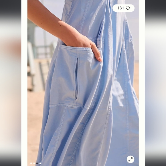 Anthropologie Daily Practice Sky High blue Midi Dress sleeveless XL - Picture 3 of 7